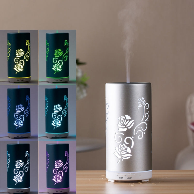 Fea J87 Portable Flower Pattern Aluminum Colourful Breathing LED Light 100ML Ultrasonic Mist Air Humidifier for Home & Office