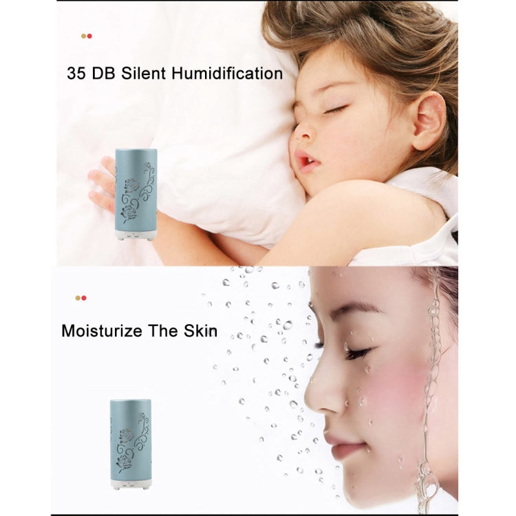 Fea J87 Portable Flower Pattern Aluminum Colourful Breathing LED Light 100ML Ultrasonic Mist Air Humidifier for Home & Office