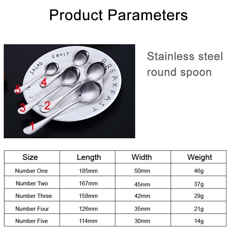 5 in 1 410 Stainless Steel Tableware Mirror Polishing Round Spoon Set