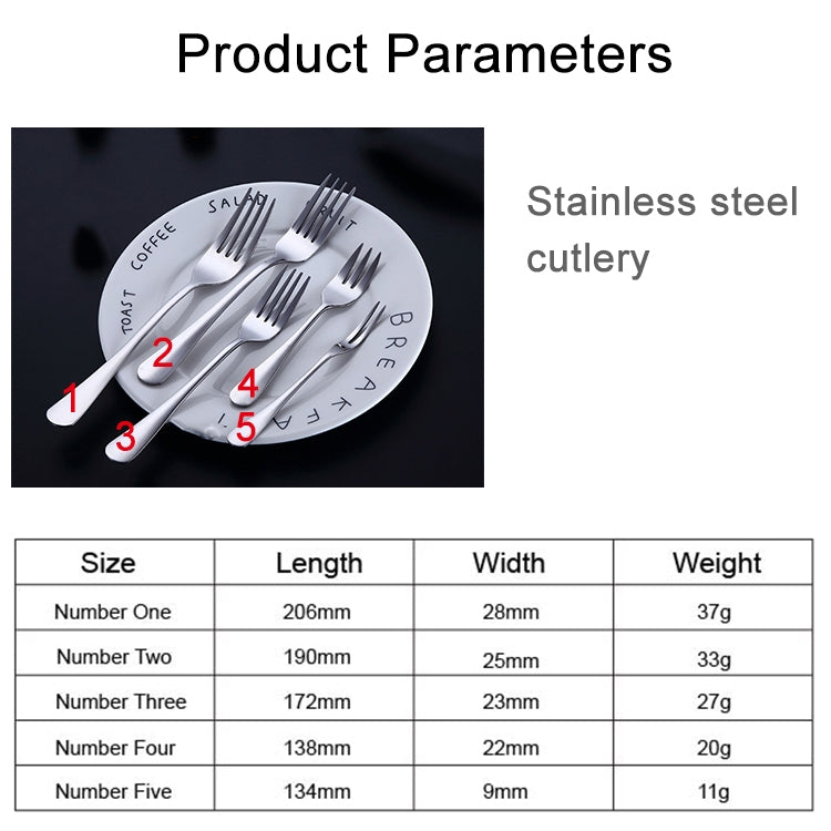 5 in 1 410 Stainless Steel Tableware Mirror Polishing Fork Set