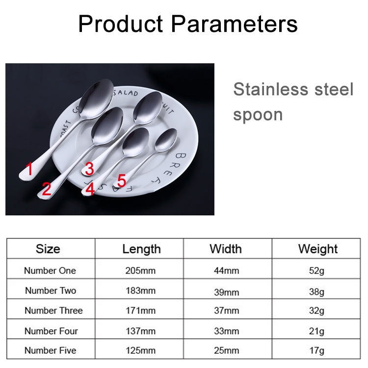 5 in 1 410 Stainless Steel Tableware Mirror Polishing Sharp Spoon Set