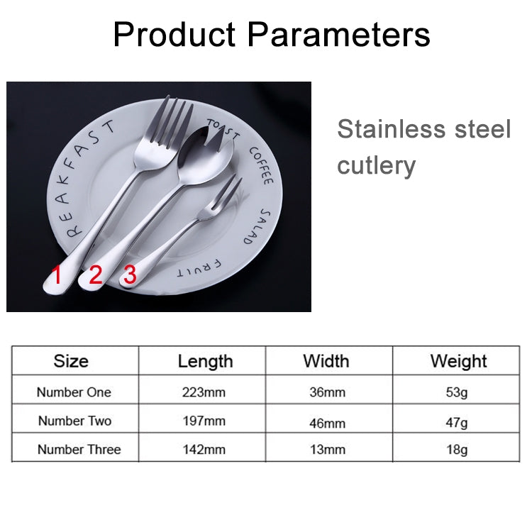 3 in 1 410 Stainless Steel Tableware Mirror Polishing Fork & Salad Fork & Meat Fork Set