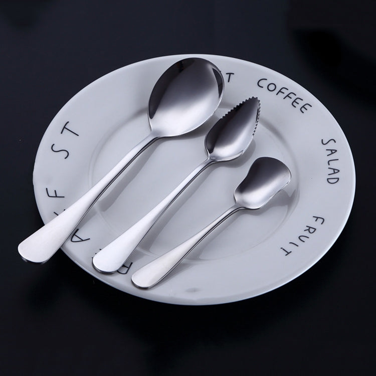 3 in 1 410 Stainless Steel Tableware Mirror Polishing Watermelon Spoon & Salad Spoon & Ice Cream Spoon Set