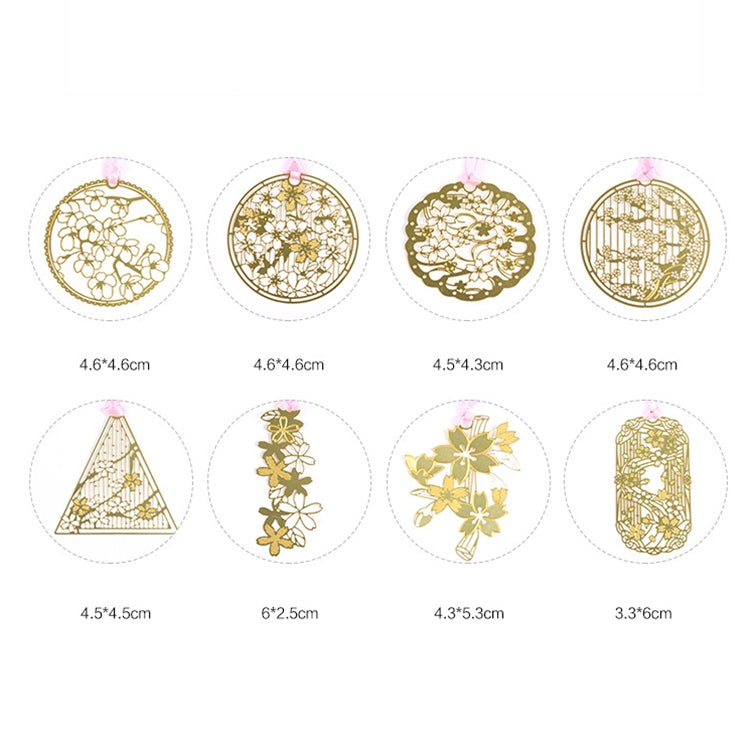 5 PCS Creative Chinese Style Sakura Series Metal Hollow Bookmark Art Crafts Bookmark,Random Style Delivery