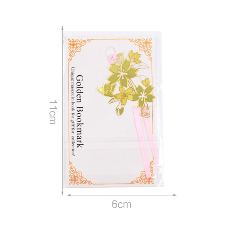 5 PCS Creative Chinese Style Sakura Series Metal Hollow Bookmark Art Crafts Bookmark,Random Style Delivery