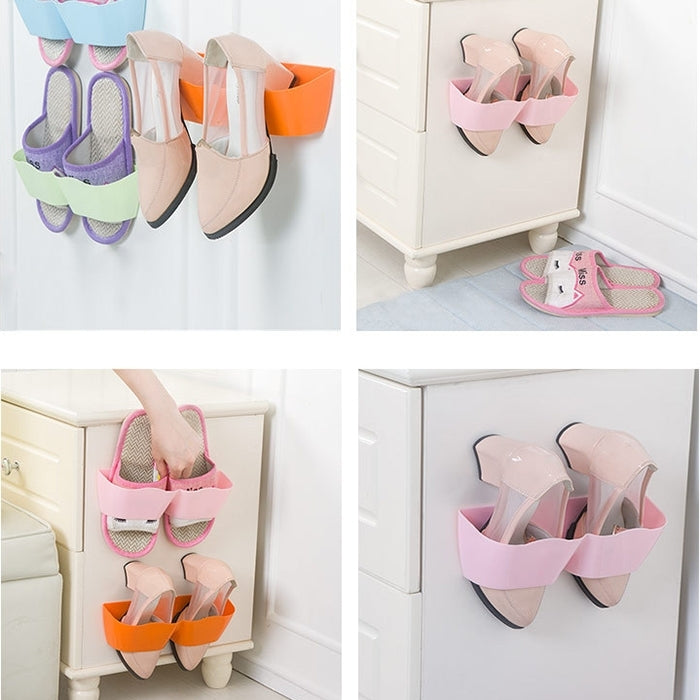 5 PCS Fresh Style Living Room Bathroom Stereoscopic Glue Wall Hanging Shoe Frame Wave Separation Wall Simple Wall Storage Shelves,Random Color Delivery