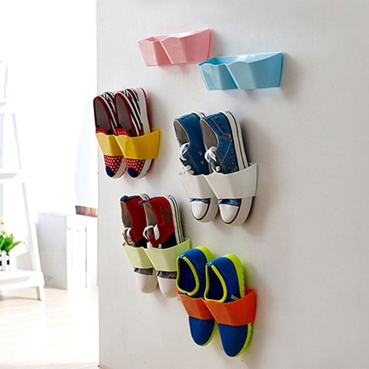 5 PCS Fresh Style Living Room Bathroom Stereoscopic Glue Wall Hanging Shoe Frame Wave Separation Wall Simple Wall Storage Shelves,Random Color Delivery
