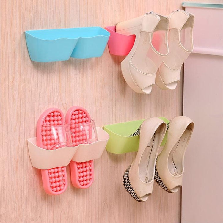5 PCS Fresh Style Living Room Bathroom Stereoscopic Glue Wall Hanging Shoe Frame Wave Separation Wall Simple Wall Storage Shelves,Random Color Delivery
