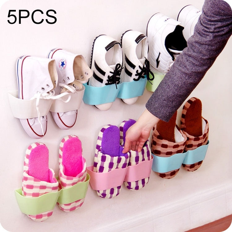 5 PCS Fresh Style Living Room Bathroom Stereoscopic Glue Wall Hanging Shoe Frame Wave Separation Wall Simple Wall Storage Shelves,Random Color Delivery