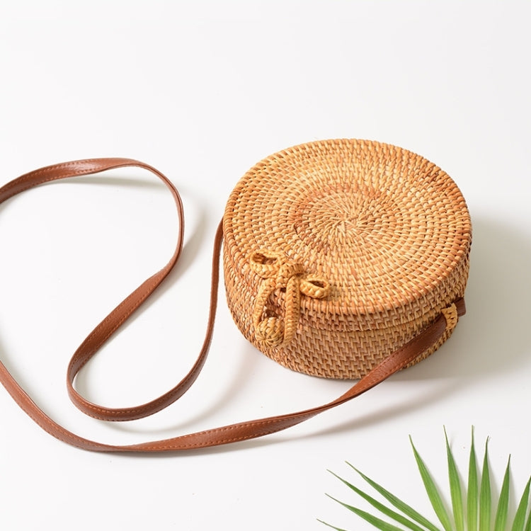Bowknot Pattern Autumn Rattan Handmade Rattan Bag  Vintage Art Beach Ladies Diagonal Bag, Size:20x20x8cm