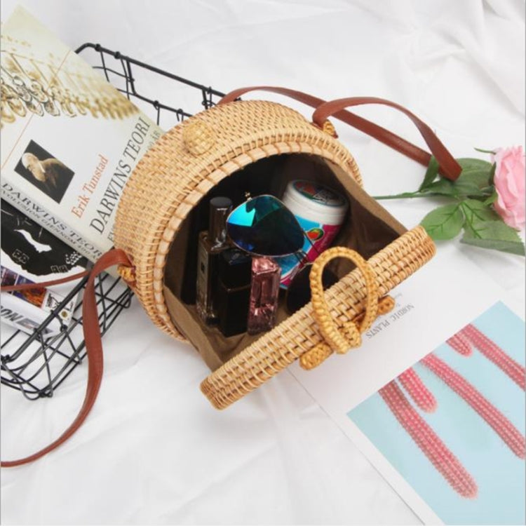 Bowknot Pattern Autumn Rattan Handmade Rattan Bag  Vintage Art Beach Ladies Diagonal Bag, Size:20x20x8cm