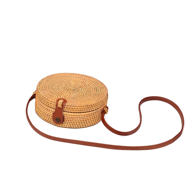 Leather Buckle Bowknot Pattern Autumn Rattan Handmade Rattan Bag  Vintage Art Beach Ladies Diagonal Bag, Size:20x20x8cm