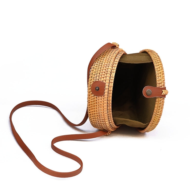 Leather Buckle Bowknot Pattern Autumn Rattan Handmade Rattan Bag  Vintage Art Beach Ladies Diagonal Bag, Size:20x20x8cm