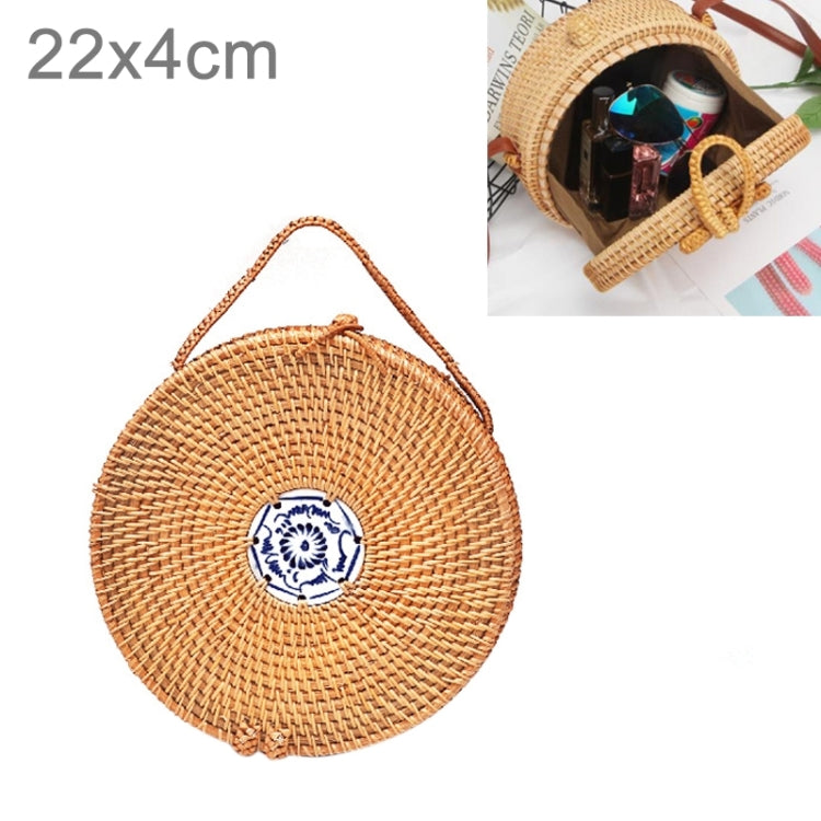 Autumn Rattan Handmade Rattan Bag  Vintage Art Beach Ladies Diagonal Bag, Size:22x22x4cm