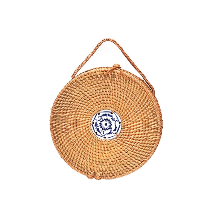 Autumn Rattan Handmade Rattan Bag  Vintage Art Beach Ladies Diagonal Bag, Size:22x22x4cm