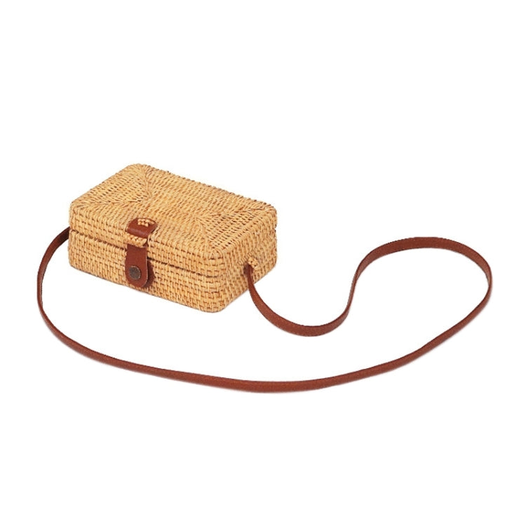Delicate Square Autumn Rattan Handmade Rattan Bag  Vintage Art Beach Ladies Diagonal Bag, Size:19x13x7cm