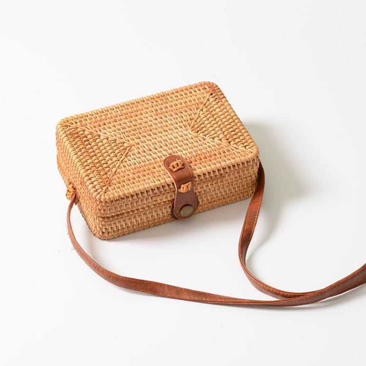 Delicate Square Autumn Rattan Handmade Rattan Bag  Vintage Art Beach Ladies Diagonal Bag, Size:19x13x7cm