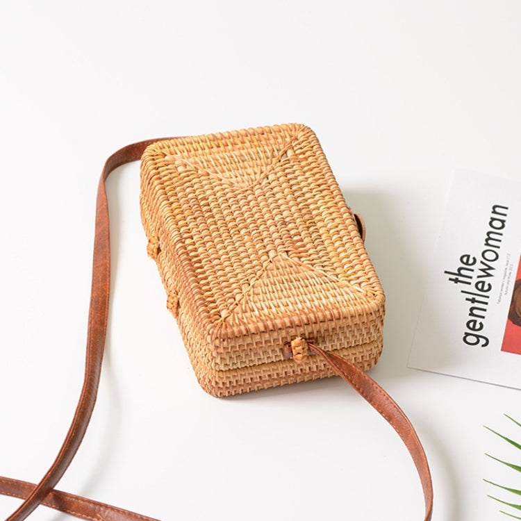 Delicate Square Autumn Rattan Handmade Rattan Bag  Vintage Art Beach Ladies Diagonal Bag, Size:19x13x7cm