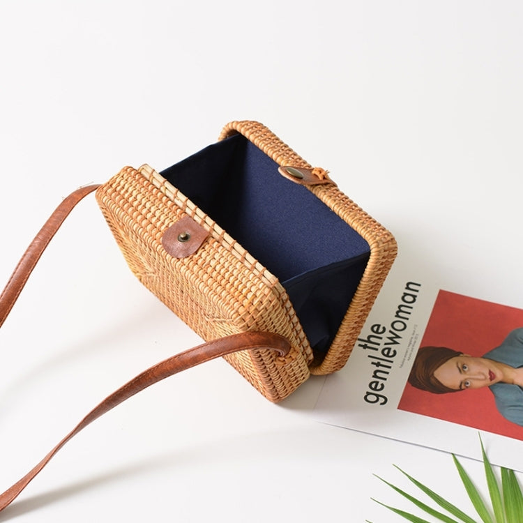 Delicate Square Autumn Rattan Handmade Rattan Bag  Vintage Art Beach Ladies Diagonal Bag, Size:19x13x7cm
