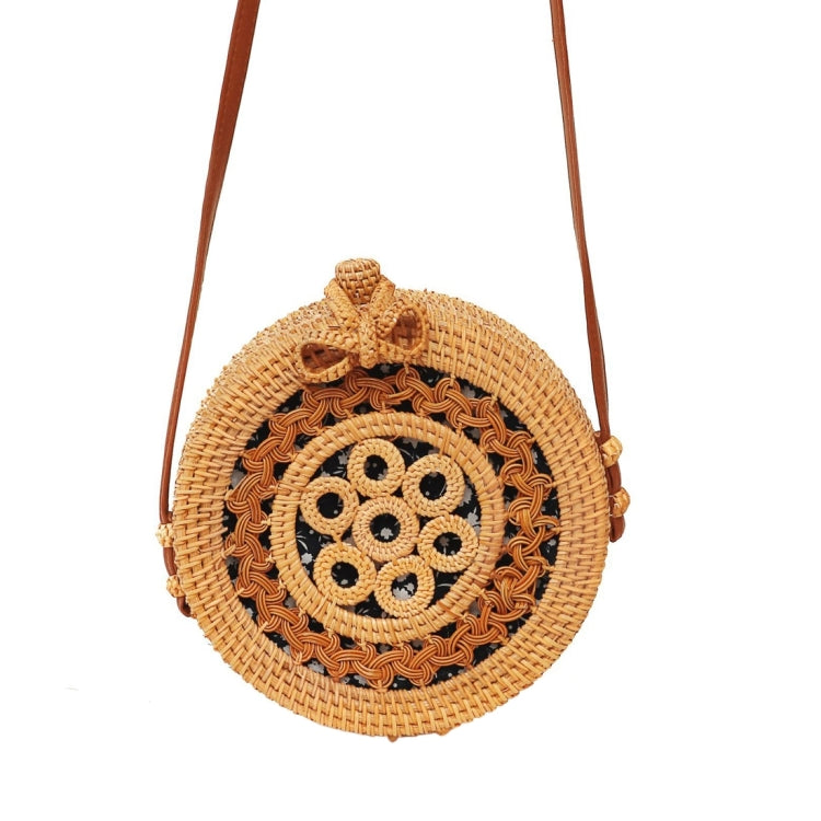Circular Lace Style Autumn Rattan Handmade Rattan Bag  Vintage Art Beach Ladies Diagonal Bag, Size:20x20x8cm