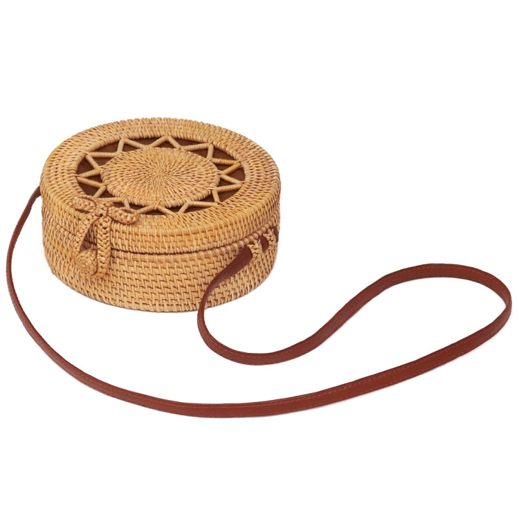 Flower Pattern Autumn Rattan Handmade Rattan Bag  Vintage Art Beach Ladies Diagonal Bag, Size:20x20x8cm
