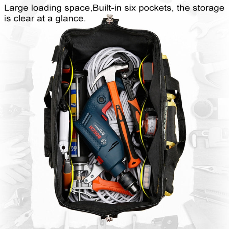 Multi-function Oxford Cloth Plastic Bottom Electrician Belt Pouch Maintenance Tools Handbag Shoulder Bag Convenient Tool Bag, Size : 13 inch