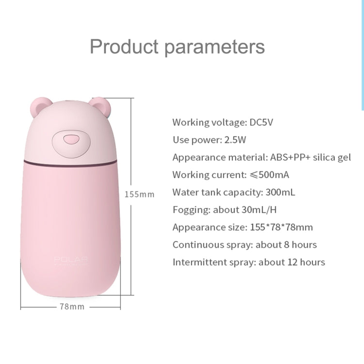 Creative Mini Portable Polar Bear Shape Mute Desktop Air Humidifier with Extended USB Port, Capacity: 320ml, DC 5V