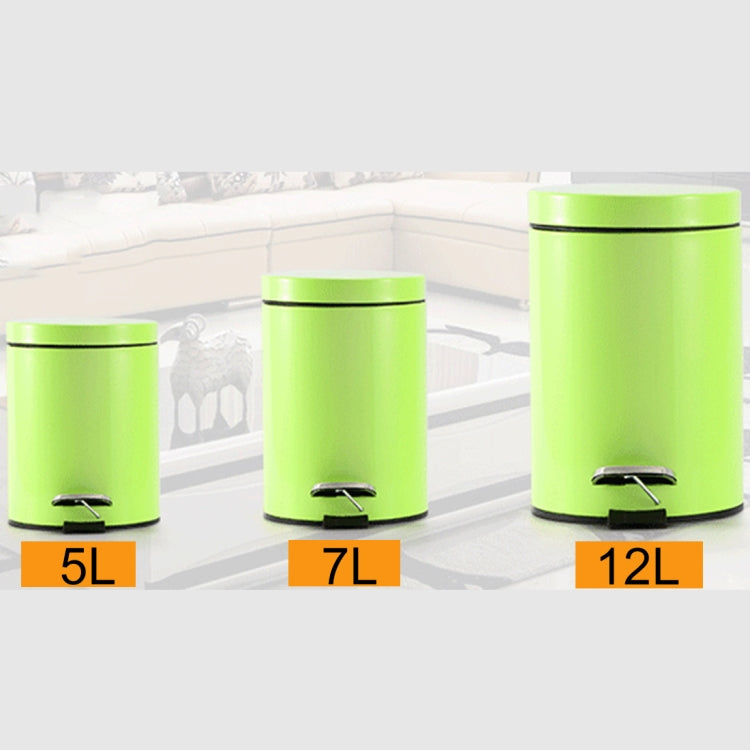 Fashion Round Stainless Steel Household Hotel Office Covered Pedal Trash Bin, Size: 7L