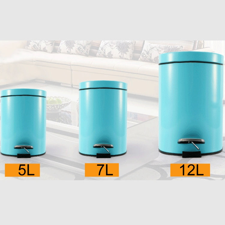 Fashion Round Stainless Steel Household Hotel Office Covered Pedal Trash Bin, Size: 7L
