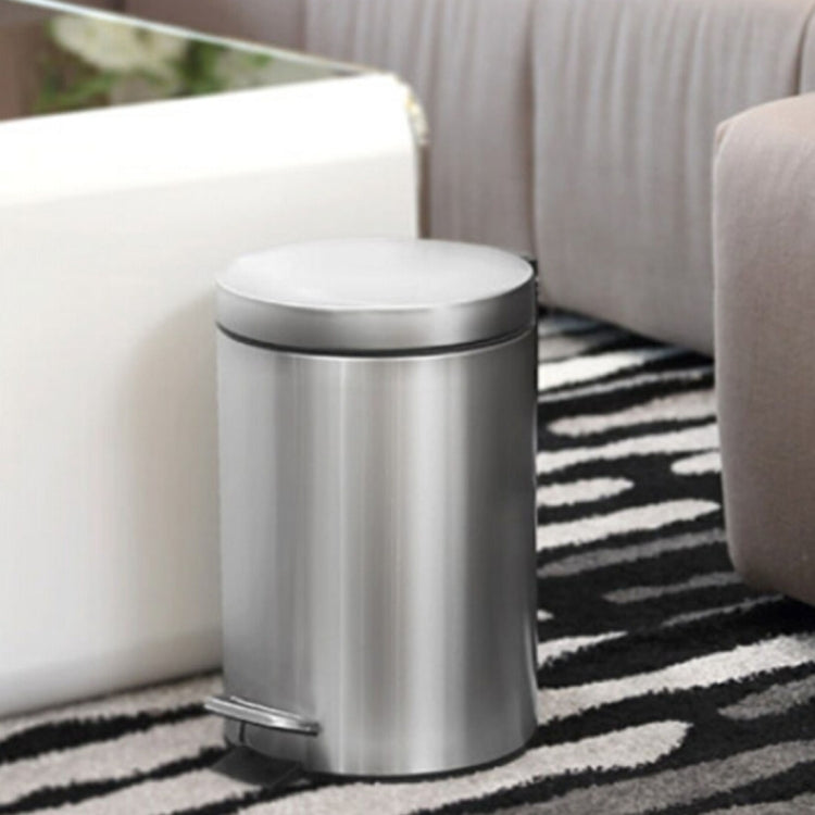 Fashion Round Stainless Steel Household Hotel Office Covered Pedal Trash Bin, Size: 12L