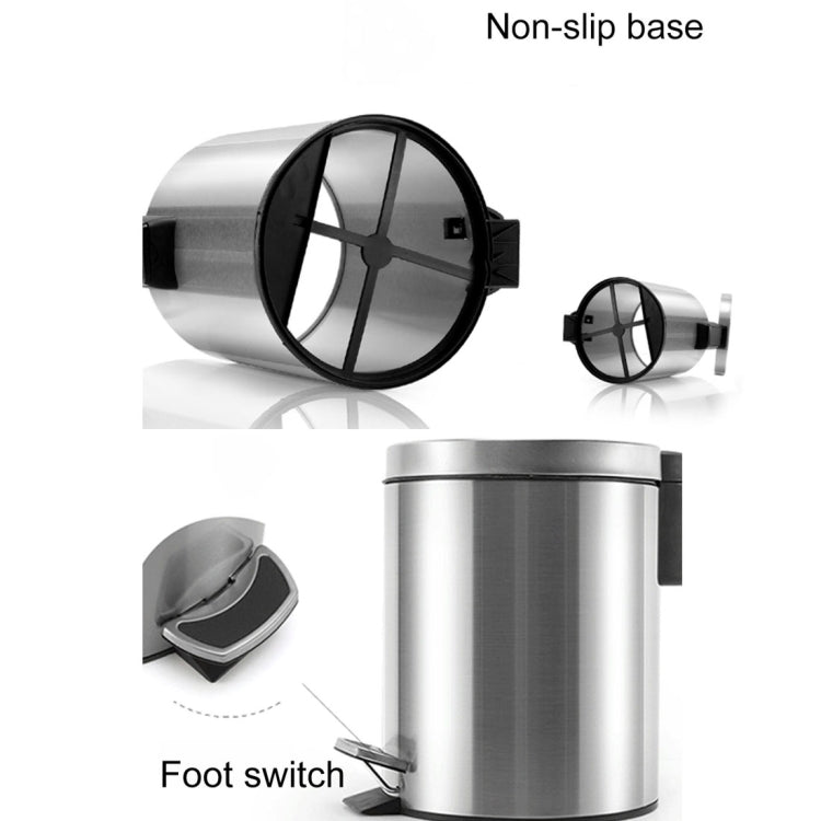 Fashion Round Stainless Steel Household Hotel Office Covered Pedal Trash Bin, Size: 12L
