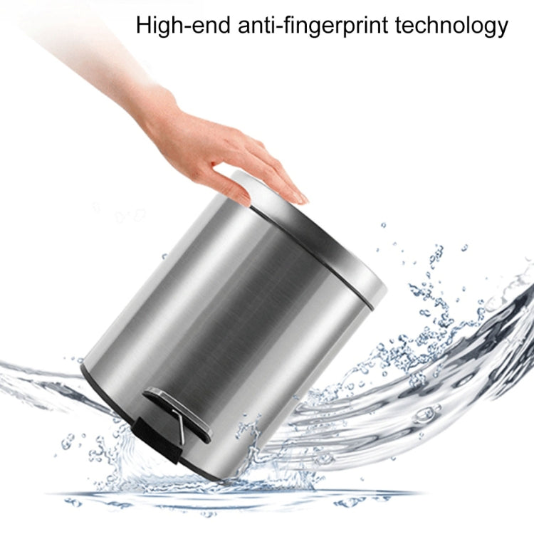 Fashion Round Stainless Steel Household Hotel Office Covered Pedal Trash Bin, Size: 12L