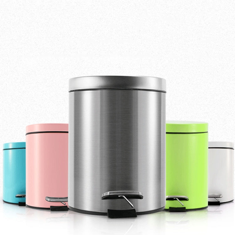 Fashion Round Stainless Steel Household Hotel Office Covered Pedal Trash Bin, Size: 12L