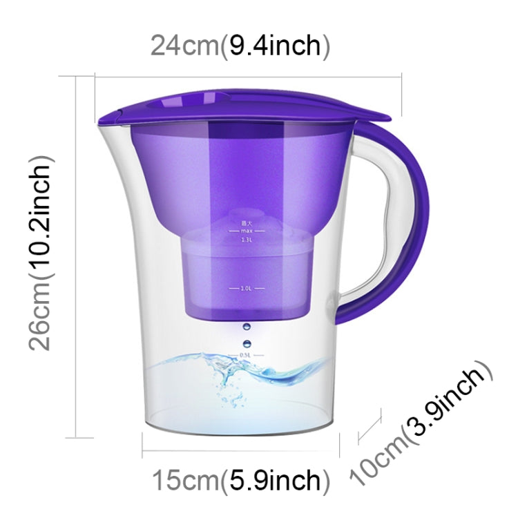 1.3L Portable Home Kitchen Activated Carbon Filter Cold Water Bottle