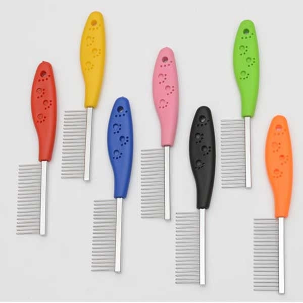 10 PCS Stainless Steel Pet Anti-slip Handle Grooming Comb