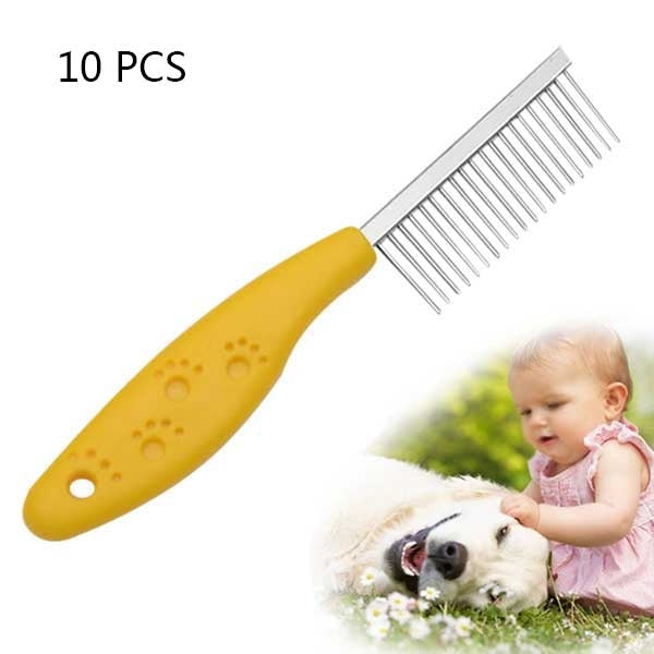 10 PCS Stainless Steel Pet Anti-slip Handle Grooming Comb