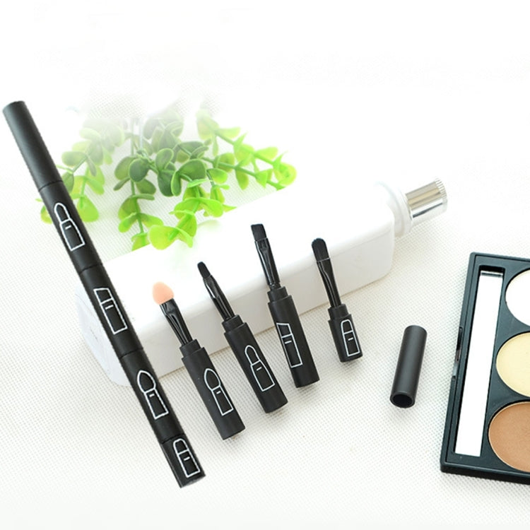 5564 4 in 1 Eyeshadow Eyebrow Brush Lip Brush Sponge Brush Pencil Portable Multifunction Makeup Brush Set