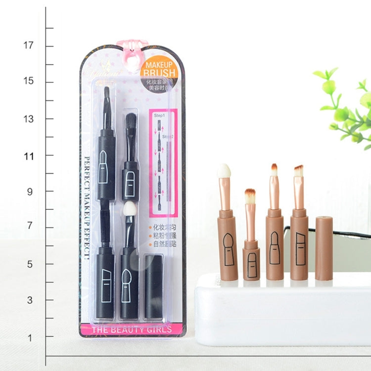 5564 4 in 1 Eyeshadow Eyebrow Brush Lip Brush Sponge Brush Pencil Portable Multifunction Makeup Brush Set