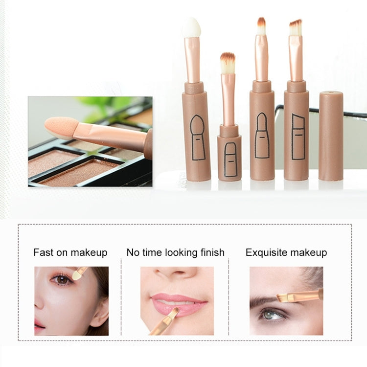 5564 4 in 1 Eyeshadow Eyebrow Brush Lip Brush Sponge Brush Pencil Portable Multifunction Makeup Brush Set
