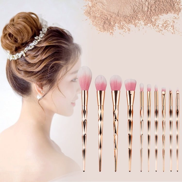 10 in 1 Diamond Style Handle Makeup Brush Cosmetic Foundation Cream Powder Blush Makeup Tool Set