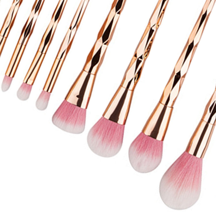 10 in 1 Diamond Style Handle Makeup Brush Cosmetic Foundation Cream Powder Blush Makeup Tool Set