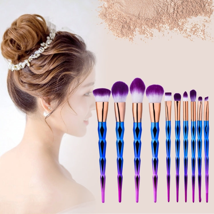 10 in 1 Diamond Style Handle Makeup Brush Cosmetic Foundation Cream Powder Blush Makeup Tool Set