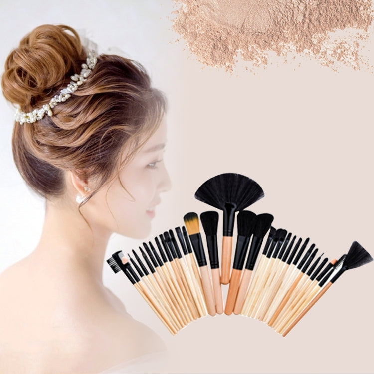 32 in 1 Wood Handle Makeup Brush Cosmetic Foundation Cream Powder Blush Makeup Tool Set