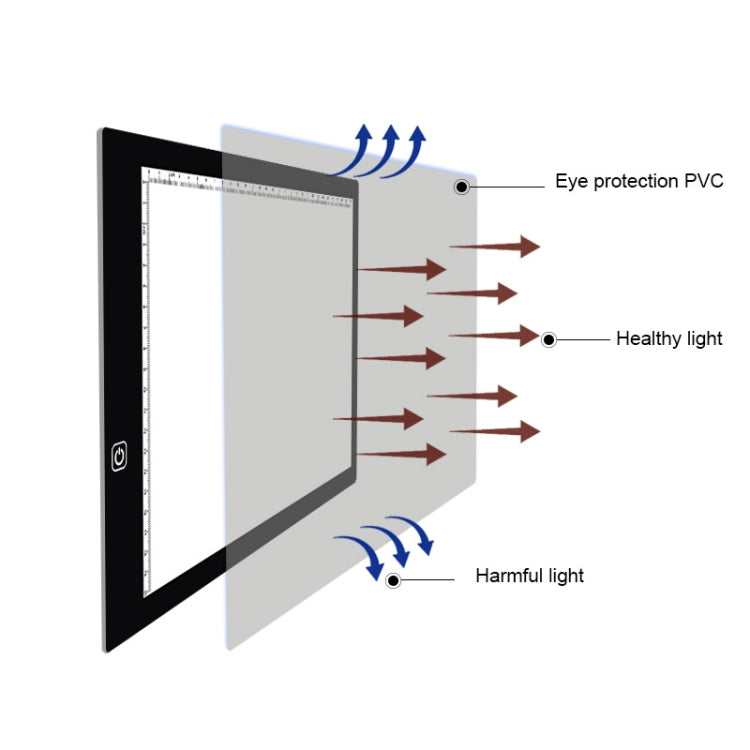 A4 Size 5W 5V LED Three Level of Brightness Dimmable Acrylic Copy Boards for Anime Sketch Drawing Sketchpad, with USB Cable & Plug, Sizeï¼š270x360x5mm