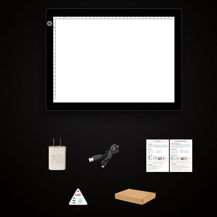 A4 Size 5W 5V LED Three Level of Brightness Dimmable Acrylic Copy Boards for Anime Sketch Drawing Sketchpad, with USB Cable & Plug, Sizeï¼š270x360x5mm