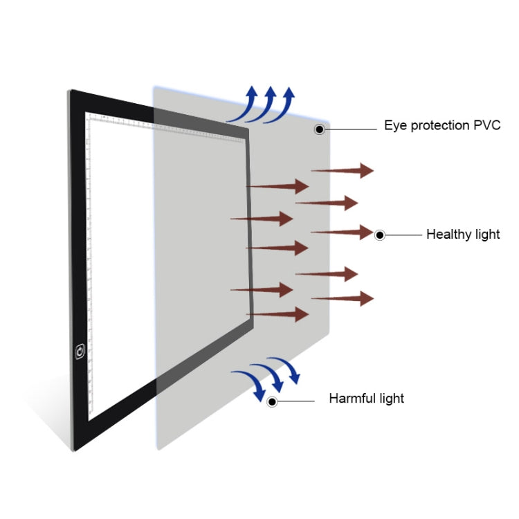 A3 Size 8W 5V LED Ultra-thin Stepless Dimming Acrylic Copy Boards for Anime Sketch Drawing Sketchpad, with USB Cable & Plug