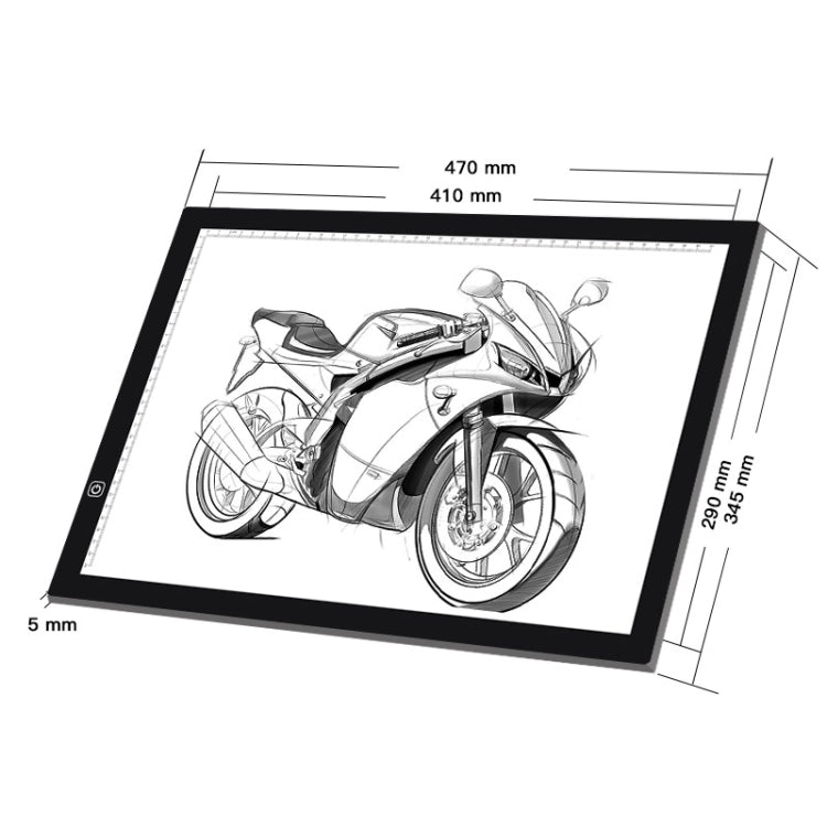 A3 Size 8W 5V LED Ultra-thin Stepless Dimming Acrylic Copy Boards for Anime Sketch Drawing Sketchpad, with USB Cable & Plug