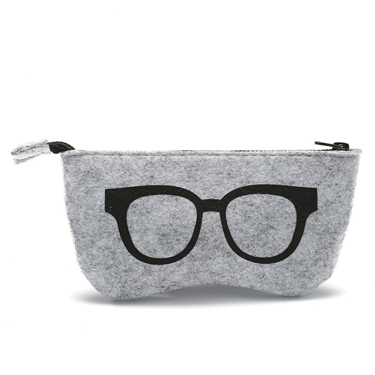 Glasses Pattern Felt Protective Zipper Case for Sunglasses / Glasses