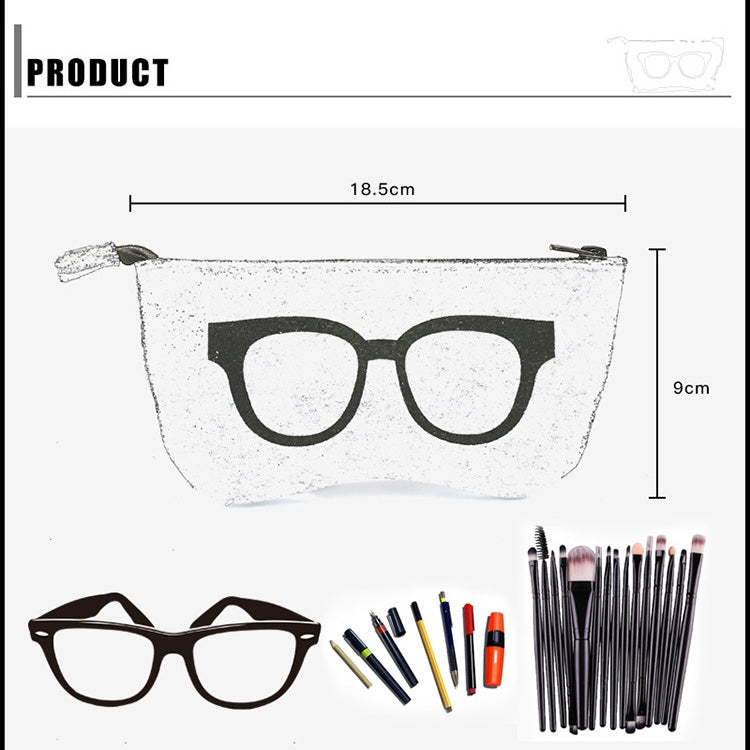 Glasses Pattern Felt Protective Zipper Case for Sunglasses / Glasses