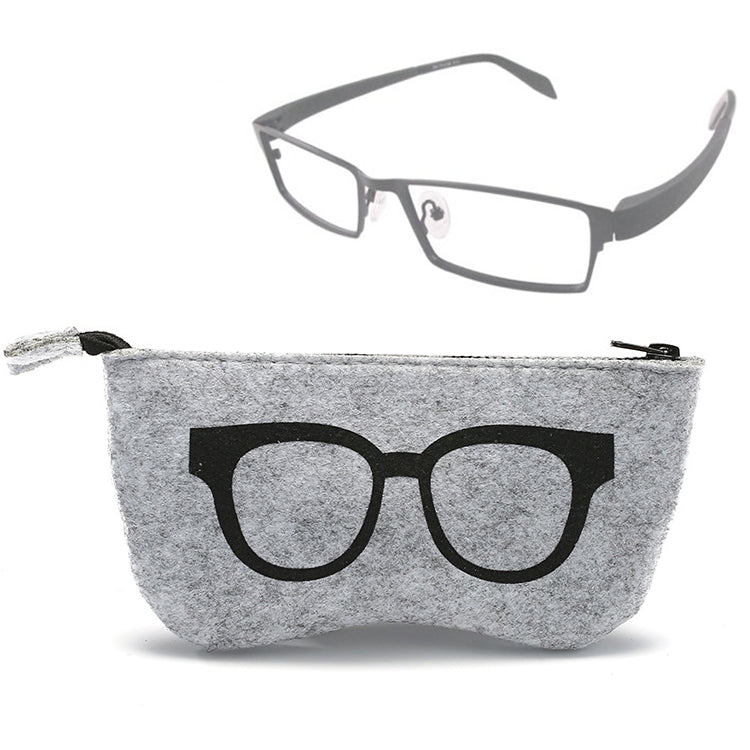 Glasses Pattern Felt Protective Zipper Case for Sunglasses / Glasses